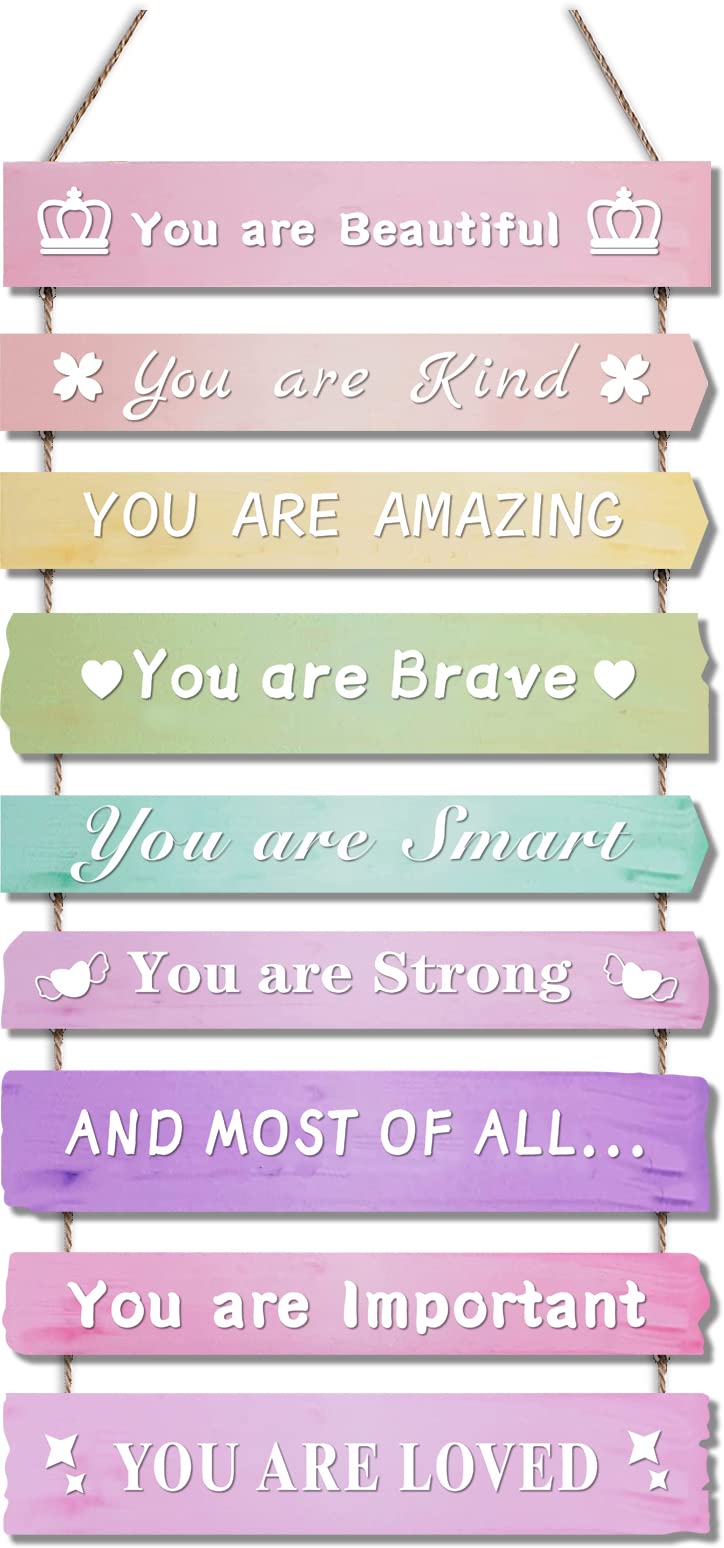JEVUVU Pink Room Decor for Teen Girls Aesthetic  Cute Bedroom Wall Decor for Baby Girl  Boho Rainbow Wall Art Signs  Trendy Stuff Decorations for Kids Nursery Bed Room Dorm Classroom Bathroom - Image 1